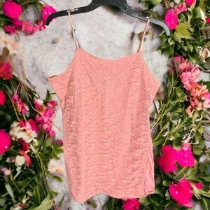 Rue 21 Peach Lined Floral Lace Adjustable Spaghetti Straps Cami Top Juniors XL